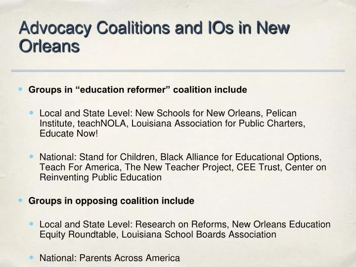 advocacy coalitions and ios in new orleans