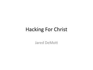 Hacking For Christ