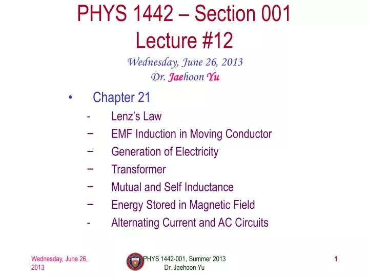 phys 1442 section 001 lecture 12