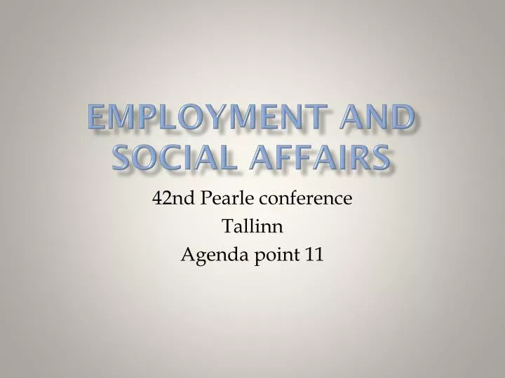 employment and social affairs