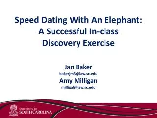 Speed Dating With An Elephant: A Successful In-class Discovery Exercise
