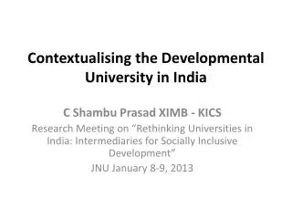 Contextualising the Developmental University in India