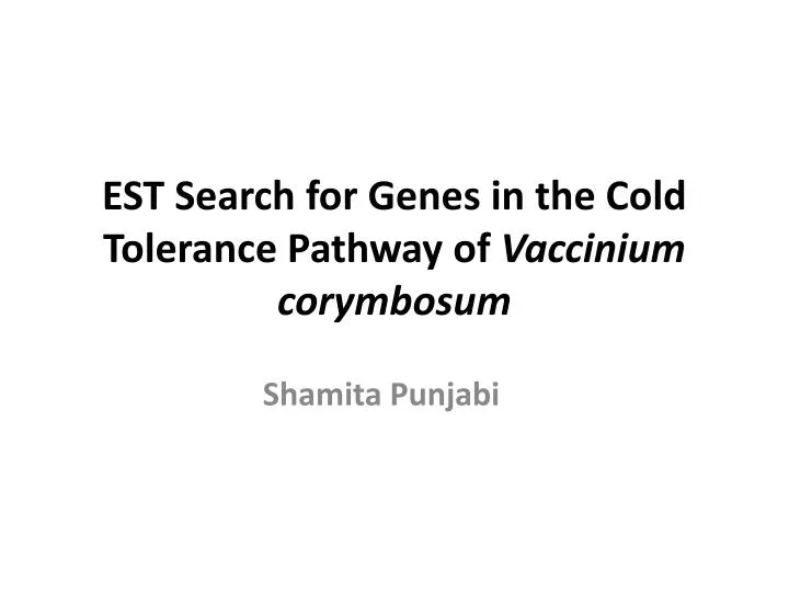 est search for genes in the cold tolerance pathway of vaccinium corymbosum