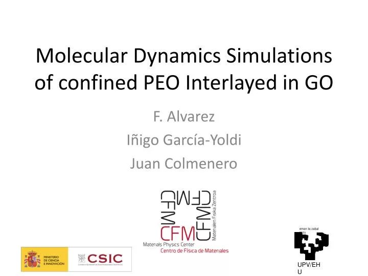 molecular dynamics simulations of confined peo interlayed in go