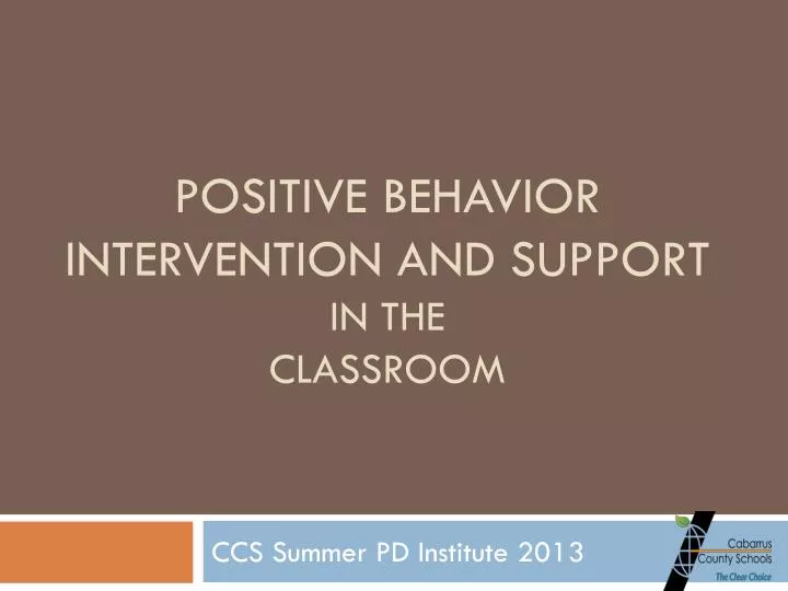 positive behavior intervention and support in the classroom