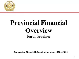 Provincial Financial Overview Farah Province