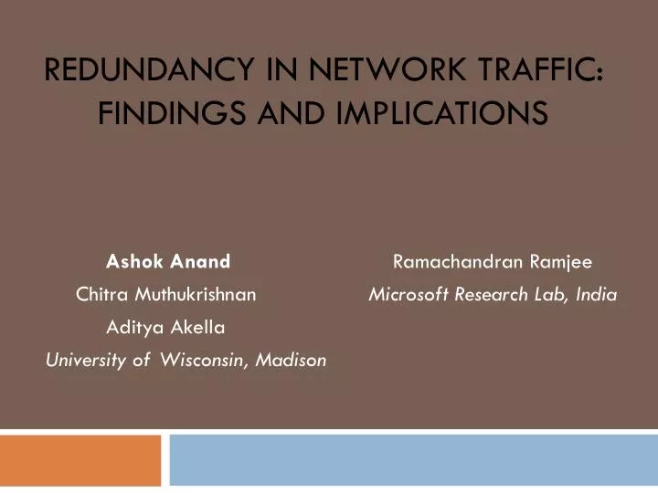 redundancy in network traffic findings and implications