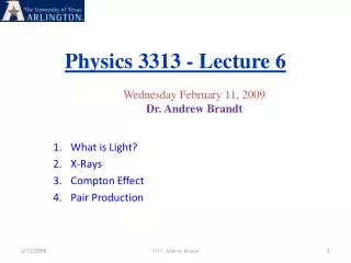 Physics 3313 - Lecture 6