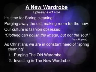 A New Wardrobe Ephesians 4:17-24