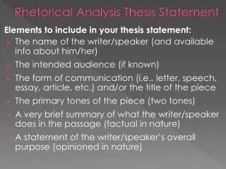 Rhetorical Analysis Thesis Statement