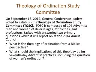 Theology of Ordination Study Committee