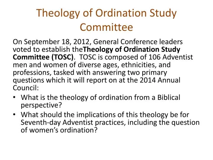 theology of ordination study committee