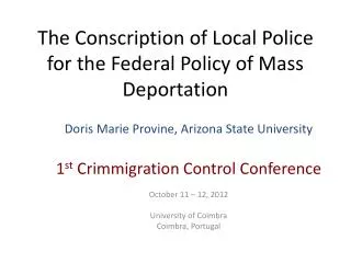 The Conscription of Local Police for the Federal Policy of Mass Deportation