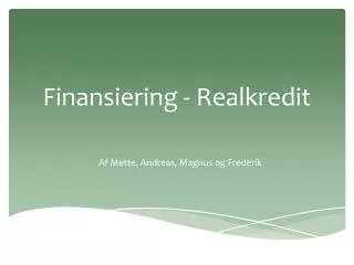 finansiering realkredit