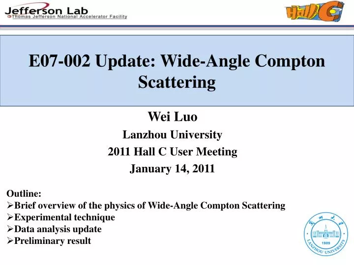 wei luo lanzhou university 2011 hall c user meeting january 14 2011