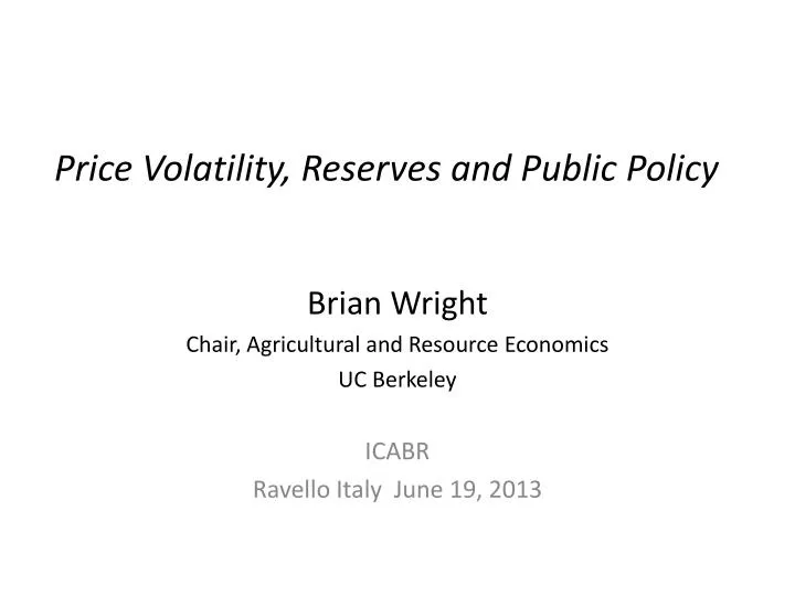 price volatility reserves and public policy