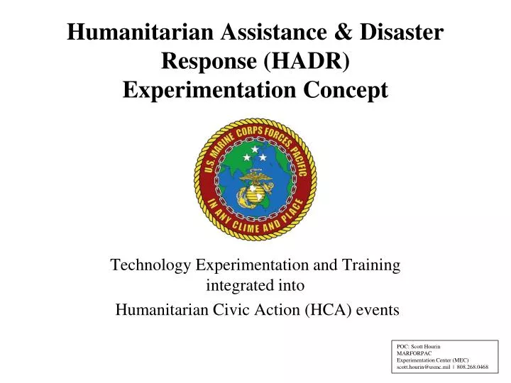 humanitarian assistance disaster response hadr experimentation concept