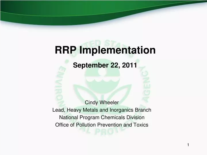 rrp implementation september 22 2011