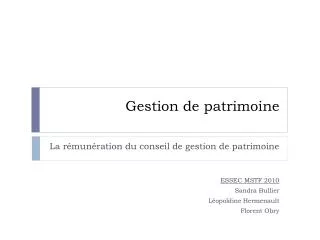 gestion de patrimoine
