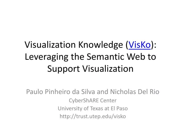 visualization knowledge visko leveraging the semantic web to support visualization