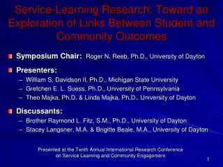 Service-Learning Research: Toward an Exploration of Links Between Student and Community Outcomes