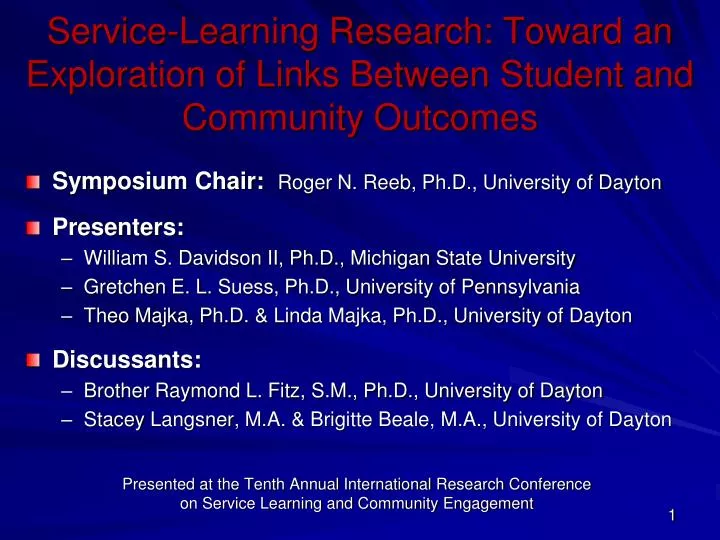 service learning research toward an exploration of links between student and community outcomes