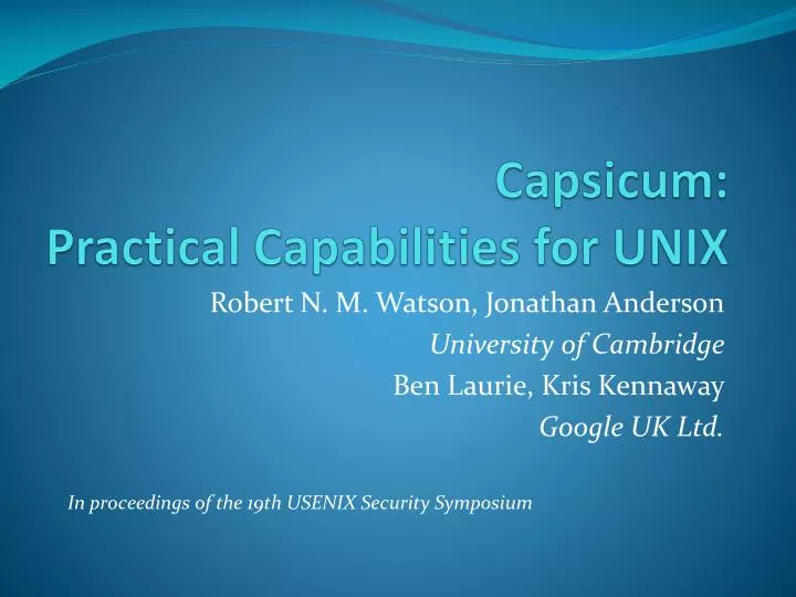 capsicum practical capabilities for unix