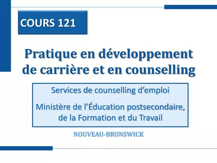 pratique en d veloppement de carri re et en counselling