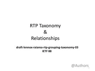RTP Taxonomy &amp; Relationships