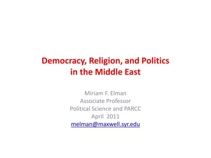 democracy religion and politics in the middle east