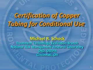 Certification of Copper Tubing for Conditional Use