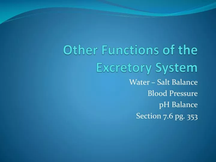 other functions of the excretory system
