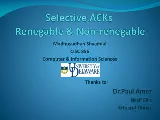Selective ACKs Renegable &amp; Non-renegable