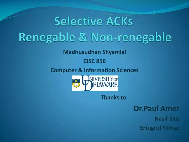 selective acks renegable non renegable