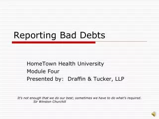 Reporting Bad Debts