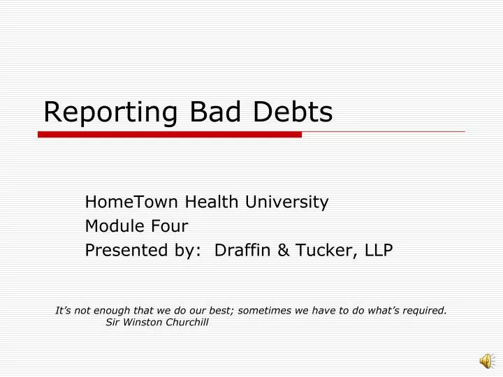 reporting bad debts