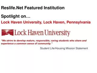 Lock Haven University, Lock Haven, Pennsylvania