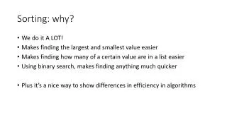 Sorting: why?