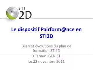 le dispositif pairform@nce en sti2d