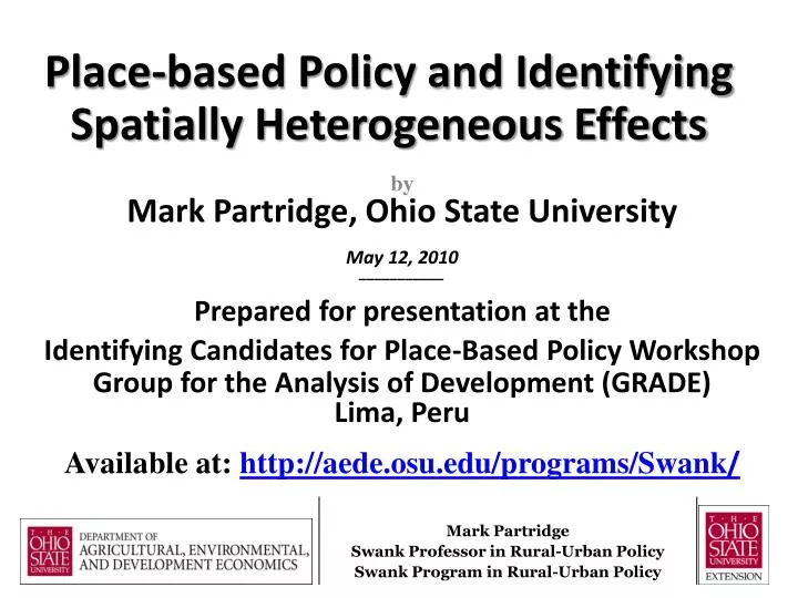 place based policy and identifying spatially heterogeneous effects