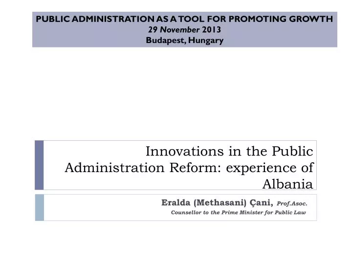 innovations in the public administration reform experience of albania