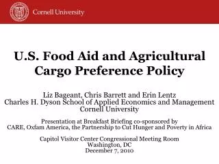 U.S. Food Aid and Agricultural Cargo Preference Policy