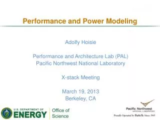 Performance and Power M odeling