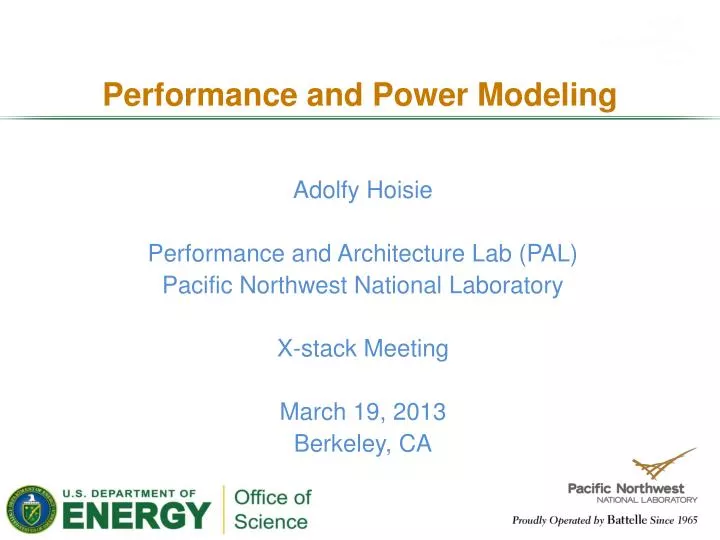 performance and power m odeling