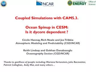 Coupled Simulations with CAM5.3. Ocean Spinup in CESM: Is it dycore dependent ?