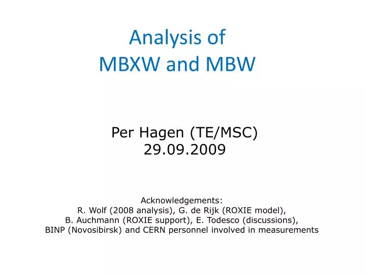 analysis of mbxw and mbw