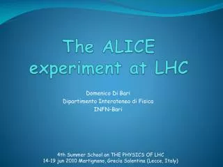 The ALICE e xperiment at LHC