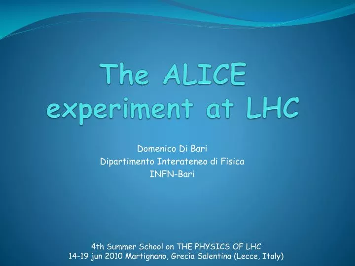 the alice e xperiment at lhc