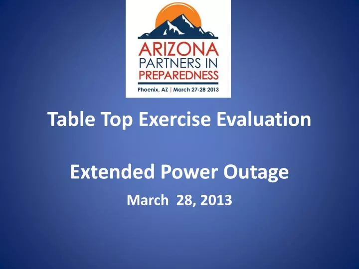 table top exercise evaluation extended power outage
