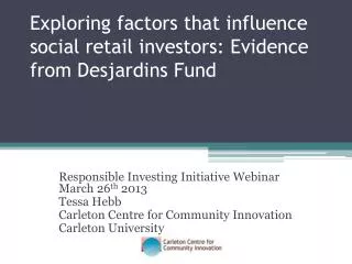 Exploring factors that influence social retail investors: Evidence from Desjardins Fund